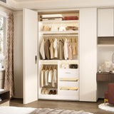 36'' Walk in Closet System with 3 Wooden Drawers, Freestanding WardrobeCloset with 2 Hanging Rods