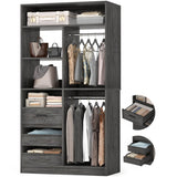 36" Freestanding Walk-in Closet System with 3 Wooden Drawers, 80'' Height