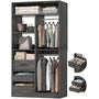 36" Freestanding Walk-in Closet System with 3 Wooden Drawers, 80'' Height