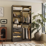 36" Freestanding Walk-in Closet System with 3 Wooden Drawers, 80'' Height