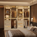 36" Freestanding Walk-in Closet System with 3 Wooden Drawers, 80'' Height