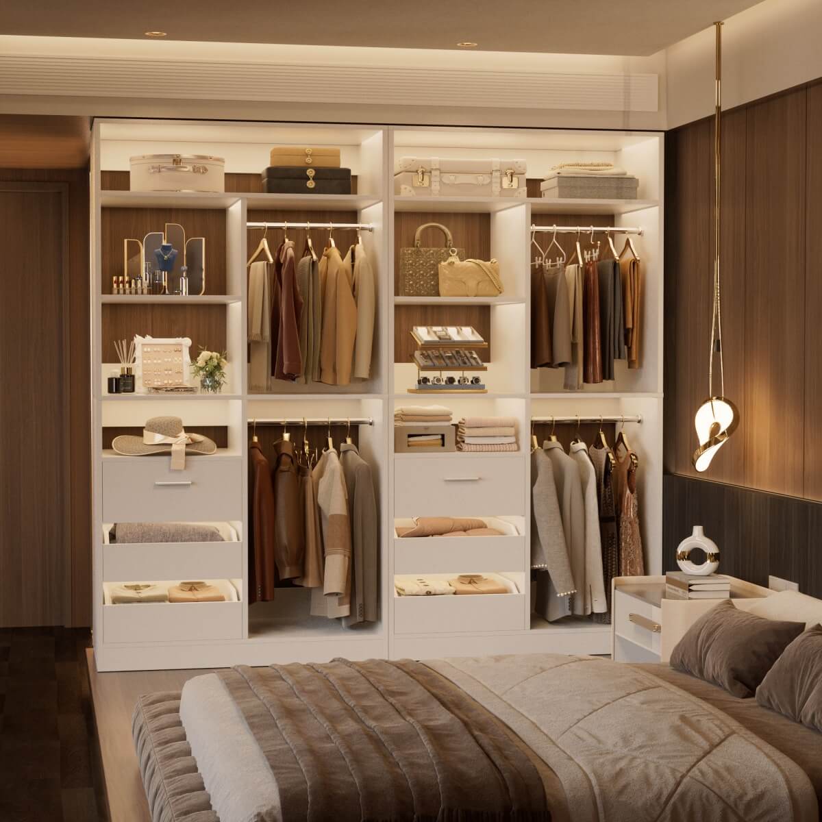 36" Freestanding Walk-in Closet System with 3 Wooden Drawers, 80'' Height