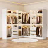 3-in-1 Closet Systems, Walk-in Closet System with Drawers and Shelves