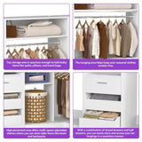 3-in-1 Closet Systems, Walk-in Closet System with Drawers and Shelves