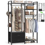 6-Tier Clothing Rack with 2 Drawers, Reversible Clothes Rack with Hanging Rods and Hooks