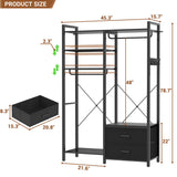 6-Tier Clothing Rack with 2 Drawers, Reversible Clothes Rack with Hanging Rods and Hooks