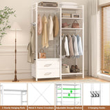 6-Tier Clothing Rack with 2 Drawers, Reversible Clothes Rack with Hanging Rods and Hooks