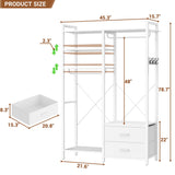 6-Tier Clothing Rack with 2 Drawers, Reversible Clothes Rack with Hanging Rods and Hooks