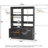 128'' Walk-in Closet System with 2 Sets, Closet Organizer with 4 Fabric Drawers and 4 Hanging Rods