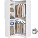 36'' Freestanding Corner Closet System with 2 Hanging Rods & 8 Storage Shelves