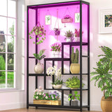 6-Tier Plant Stand with Grow Lights, Large Indoor Plant Holders Stand with Hanging Hooks