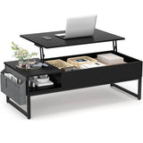 Lift Top Coffee Table with Storage, 43.3'' Height, with Side Storage Bag