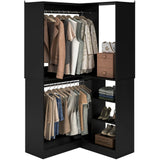 Corner Closet System, 36'' x 36'' Inch Large Freestanding Closet Organizer Tower with 2 Hanging Rods and Shelves