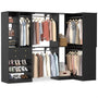 Closet System with Corner, 90.5 Inch Wooden Closet Organizer System with Drawers, Hanging Rods and Shelves