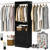 96 Inch Walk-in Closet Organizer System with 4 Fabric Drawers and 3 Hanging Rods, 1000 lbs Capacity