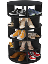 5-Tier Rotating Shoe Rack, Wooden Shoe Organizer Tower, 360 Spinning, for Entryway, Garage, Bedroom