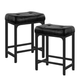 Bar Stools for Home, 24 Inch Counter Height Saddle Stool with PU Leather, Set of 1 and Set of 2 Choose