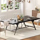 70.8 Inch Industrial Rectangular Wood Dining Table, Large Farmhouse Dining Table for 4-6 People