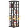 Wooden & Metal Rotating Bookshelf, Corner Bookshelf, 360 Display, for Small Space, Bed Room, Study Room