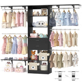 Closet Organizer System - 8FT Kids' Closet System with Cube Storage Organizer and 5 Hanging Rods