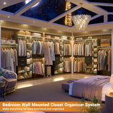 8FT Heavy Duty Closet Organizer System, Walk In Closet System with 13 Shelves and 2 Wood Drawers