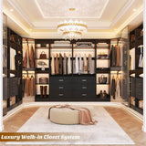 3-In-1 Freestanding Closet System, Closet Organizer with 5 Wood Drawers, 4 Hanging Rods, Reversible, 63.2"L x 63.2"W x 80"H, Load 2000+LBS