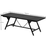 70.8 Inch Industrial Rectangular Wood Dining Table, Large Farmhouse Dining Table for 4-6 People