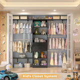 Closet Organizer System - 8FT Kids' Closet System with Cube Storage Organizer and 5 Hanging Rods