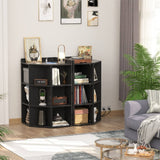 3-Tier Wooden Corner Storage Cabinet Bookshelf with Power Outlets and 9 Cubes