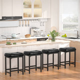 Bar Stools for Home, 24 Inch Counter Height Saddle Stool with PU Leather, Set of 1 and Set of 2 Choose