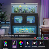 40 Gallon Fish Tank Stand with Power Outlets and RGB LED Lights