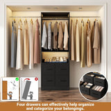 96 Inch Walk-in Closet Organizer System with 4 Fabric Drawers and 3 Hanging Rods, 1000 lbs Capacity