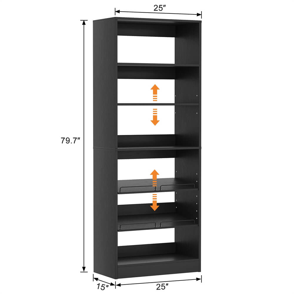 Unikito Closet System, 25 Inch Freestanding Closet Shoe Organizer, Standalone Wood Shoe Shelves, Heavy Duty Walk in Closet Tower for Bedroom, Mudroom and Entryway, 25" W x 16" D x 80" H