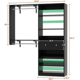 5FT Closet System with Drawer, Reversible Wood Closet Organizer with Hanging Rods, Hanging Shelves, and Shoe Rack