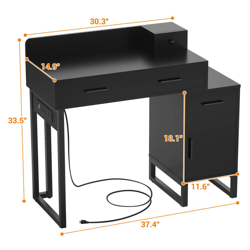 Makeup Vanity Desk with 4 Storage Drawers and Charging Station