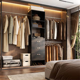 96 inch Closet Organizer System with 3 Wood Drawers and 3 Hanging Rods, Freestanding, and Adjustable