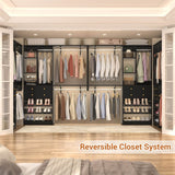 5FT Closet System with 2 Wood Drawers, 2 Hanging Rods & Shelf Towers, Reversible, Wall-Mount