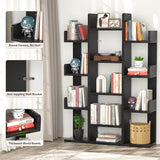 Tall Wooden Bookshelf, Tree-Shaped Bookcase Storage Shelf with 13 Compartments