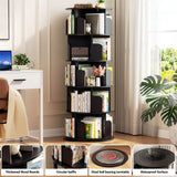 5-Tier Rotating Bookshelf, Wooden Spinning Bookshelf Tower, Suitable for Small Spaces Such as Bedroom, Stury Room