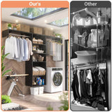 8FT Over Washer and Dryer Storage Shelf, Wall Mounted Laundry Room Organizer with Hanging Rods