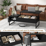 Lift Top Coffee Table with Storage, 43.3'' Height, with Side Storage Bag