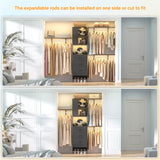 96 Inch Closet System with 3 Wood Drawers, 8FT Closet Organizer with Doors and 3 Shelve Towers, 1000 LBS Load, 96" L x 16" W x 75" H