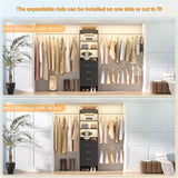 96 inch Closet Organizer System with 3 Wood Drawers and 3 Hanging Rods, Freestanding, and Adjustable