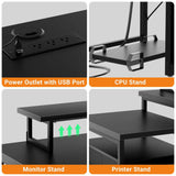 Unikito 70.8" Reversible L Shaped Computer Desk with Fabric File Drawers, Corner Desk with RGB LED Lights & Power Outlets & Monitor Stand, Large Gaming Desk for Home Office Workstation