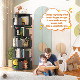 5-Tier Rotating Bookshelf, Wooden Spinning Bookshelf Tower, Suitable for Small Spaces Such as Bedroom, Stury Room