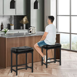 Bar Stools for Home, 24 Inch Counter Height Saddle Stool with PU Leather, Set of 1 and Set of 2 Choose