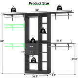 8FT Heavy Duty Closet Organizer System, Walk In Closet System with 13 Shelves and 2 Wood Drawers