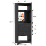 Unikito Closet System with Drawers, Freestanding Closet Organizer with Storage Shelves and Mirror, Sturdy Walk in Closet Tower for Bedroom, Mudroom and Entryway, 25" W x 16" D x 80" H