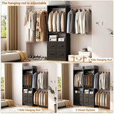 96 Inch Walk-in Closet Organizer System with 4 Fabric Drawers and 3 Hanging Rods, 1000 lbs Capacity