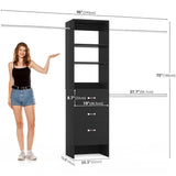 96 inch Closet Organizer System with 3 Wood Drawers and 3 Hanging Rods, Freestanding, and Adjustable